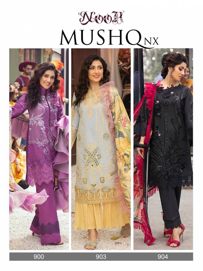 Noor Mushq Nx fancy festive wear Pakistani Premium Pure Cotton With Embroidery work Salwar Kameez Collection
